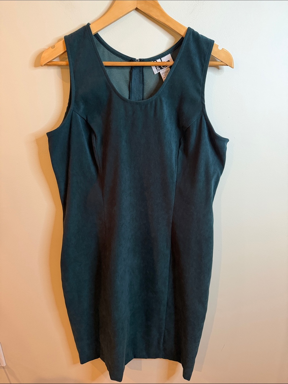 Vintage Suede Style Sleeveless Emerald/Teal Dress